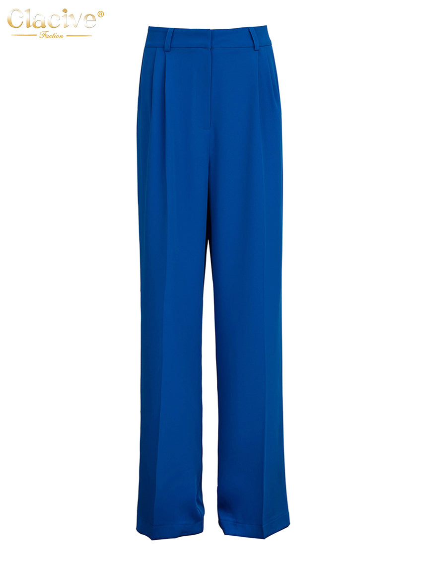 Clacive Blue Office Women'S Pants 2021 Fashion Loose Full Length