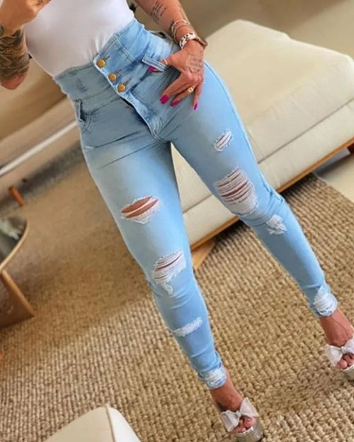 Pencil Pants Jeans Women Pencil Pants Bodycon High Waist Casual Long