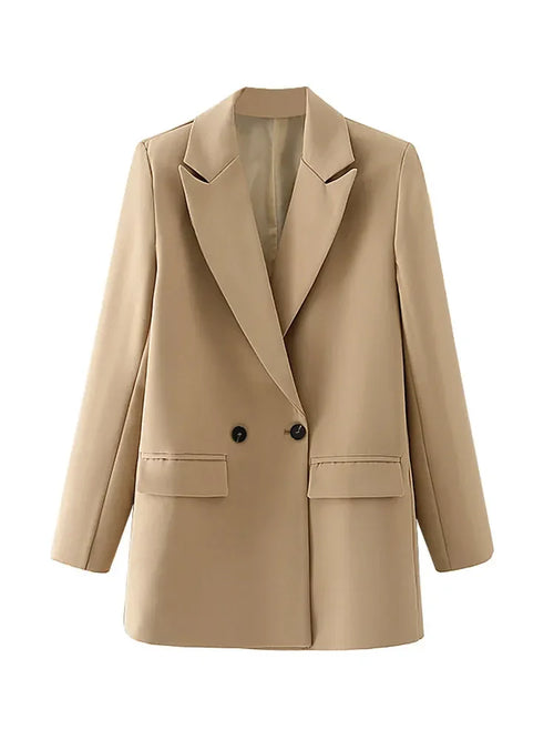 ASDS Women Chic Office Lady Double Breasted Blazer Vintage Coat