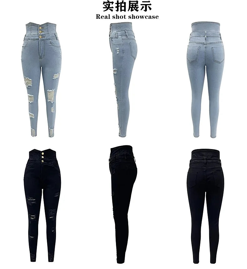 Pencil Pants Jeans Women Pencil Pants Bodycon High Waist Casual Long