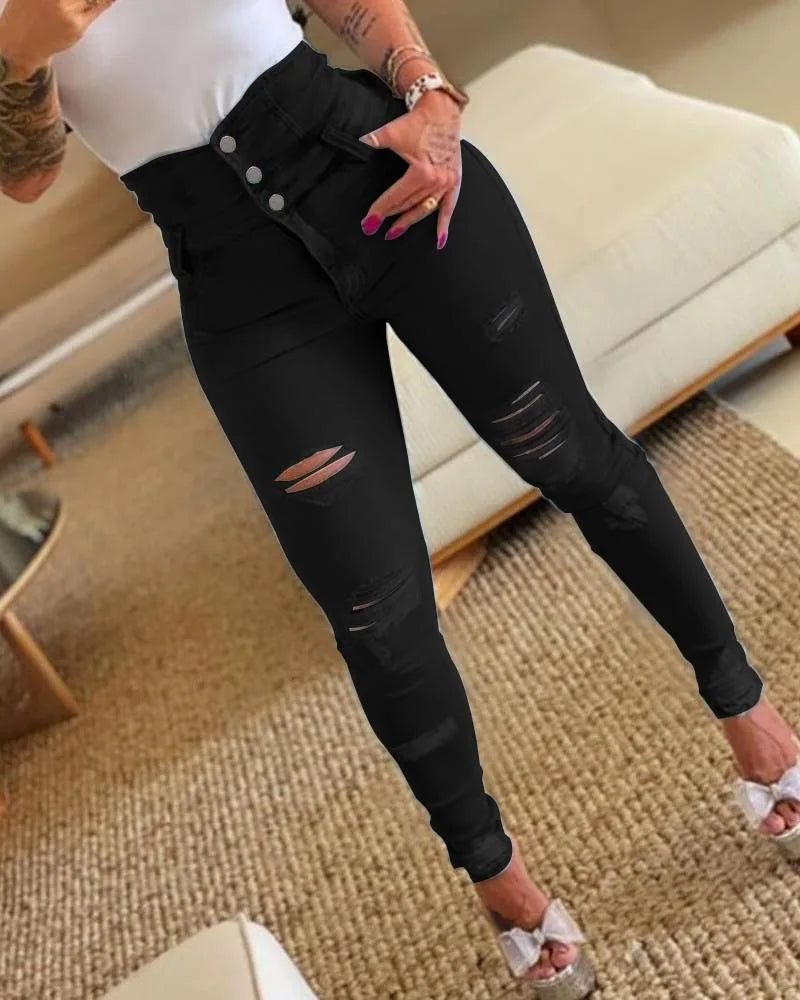 Pencil Pants Jeans Women Pencil Pants Bodycon High Waist Casual Long