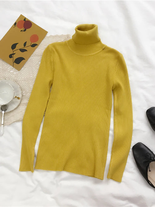 2024 Autumn Winter Thick Sweater Women Knitted Ribbed Pullover Sweater