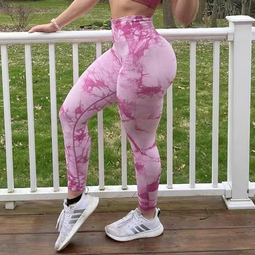 Women Tiedye Gym Leggings Seamless Mallas Push Up Big Booty Pants