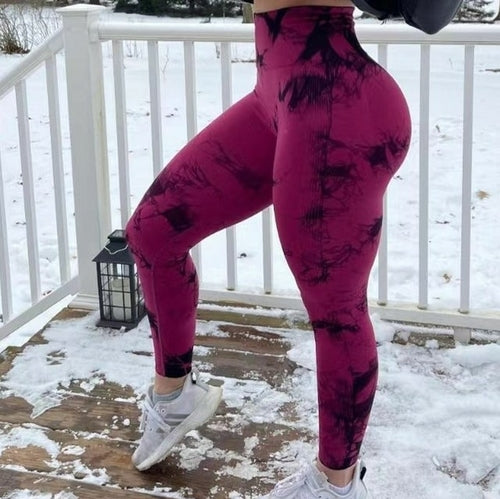 Women Tiedye Gym Leggings Seamless Mallas Push Up Big Booty Pants